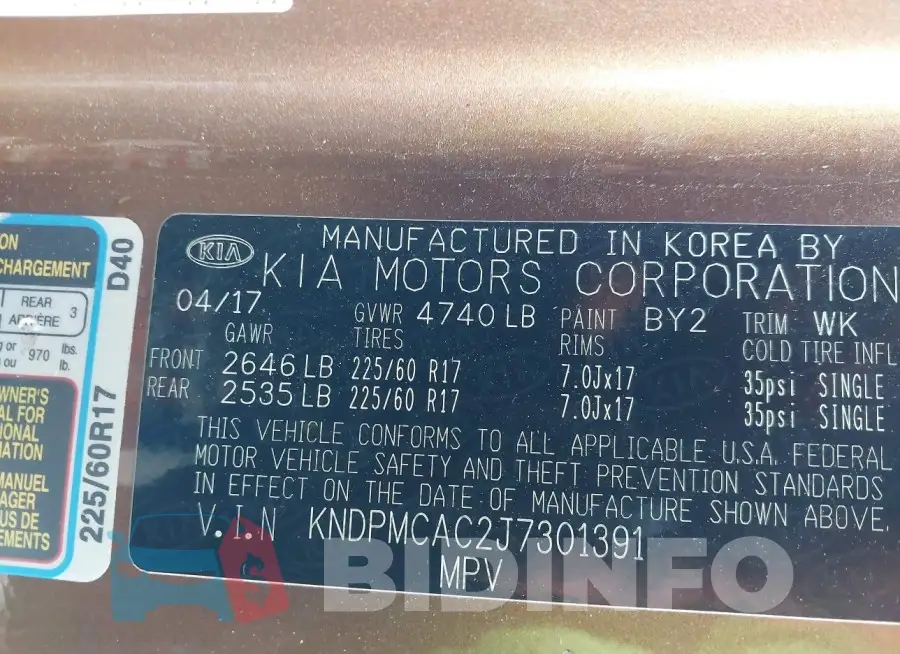 KNDPMCAC2J7301391 Photo# 9