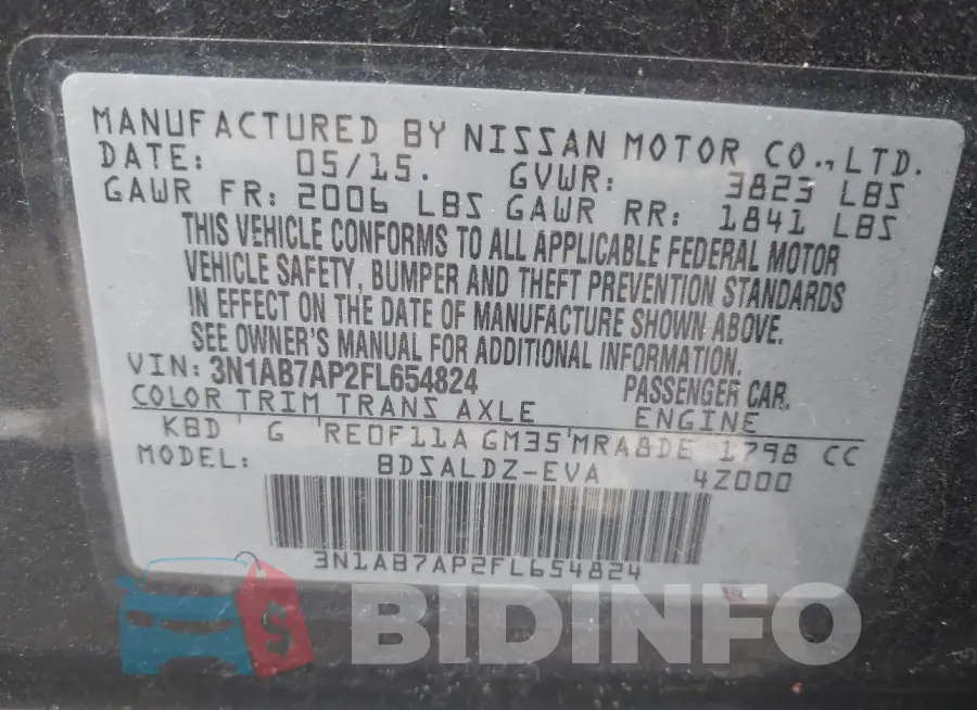3N1AB7AP2FL654824 Photo# 9