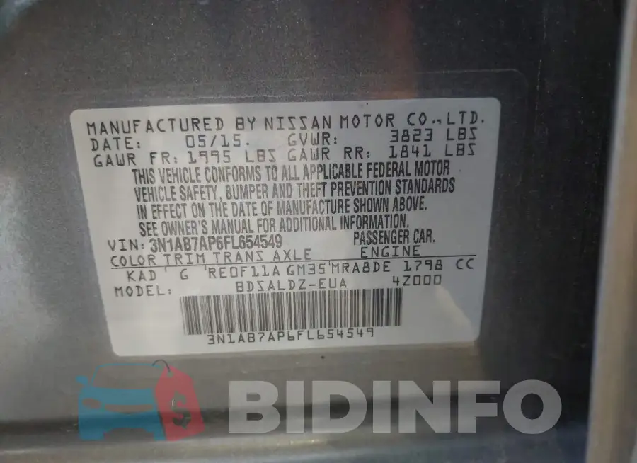 3N1AB7AP6FL654549 Photo# 9