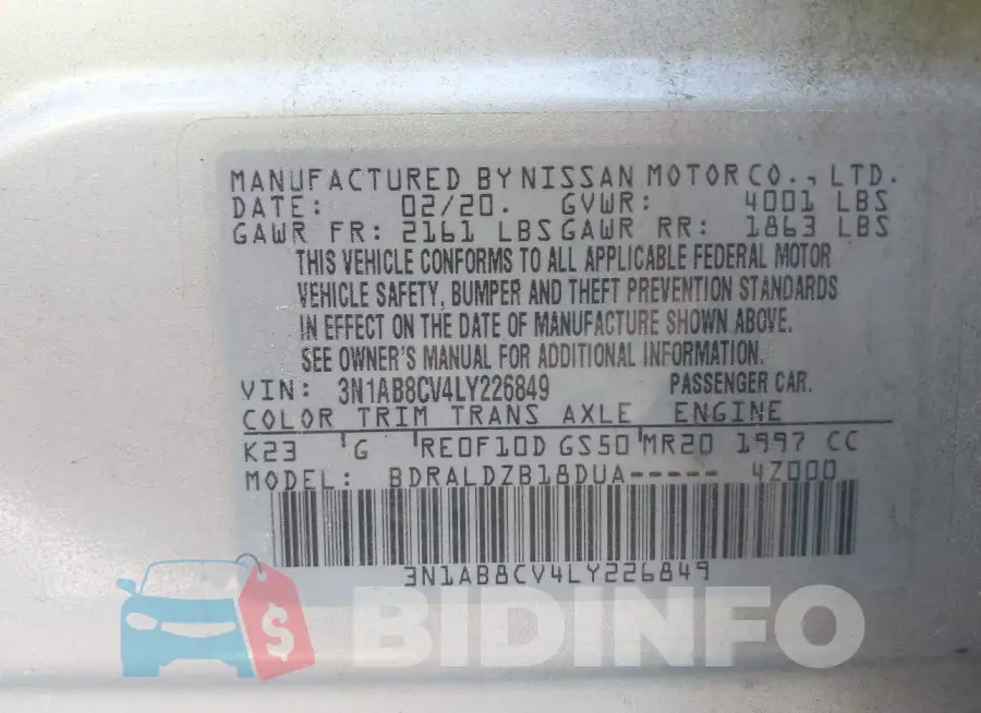 3N1AB8CV4LY226849 Photo# 9