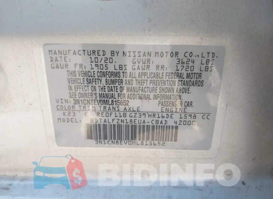 3N1CN8EV0ML815652 Photo# 9