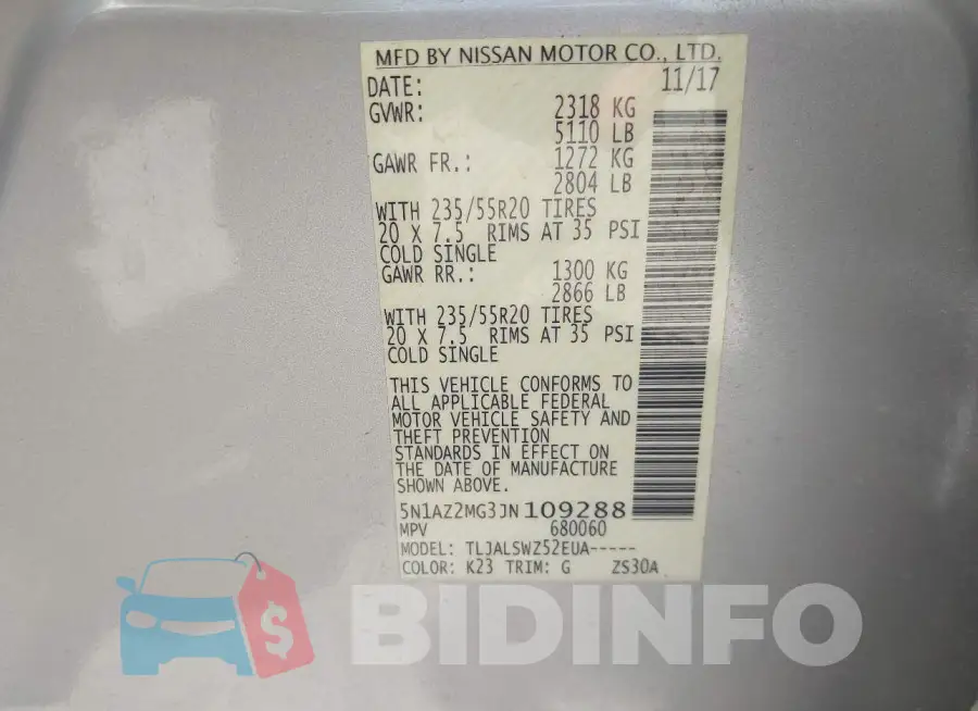 5N1AZ2MG3JN109288 Photo# 9