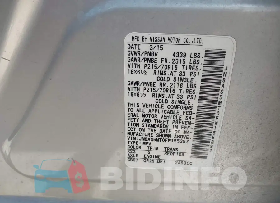 JN8AS5MT0FW155397 Photo# 9