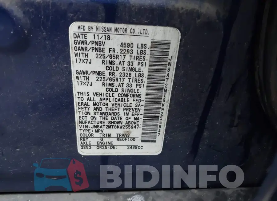 JN8AT2MT8KW255947 Photo# 9