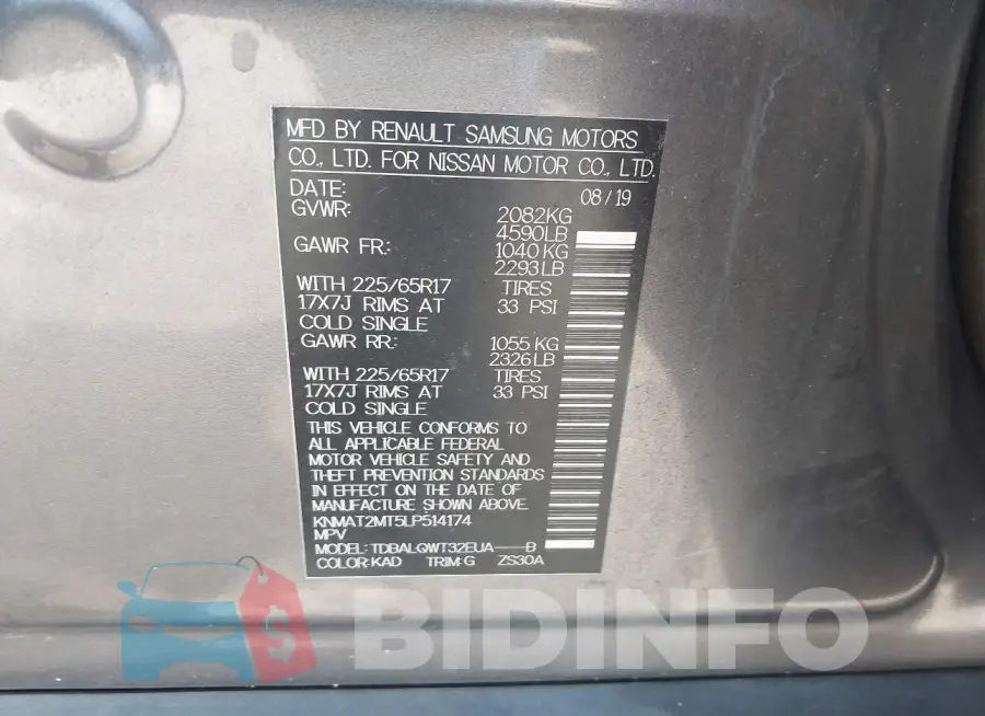 KNMAT2MT5LP514174 Photo# 9