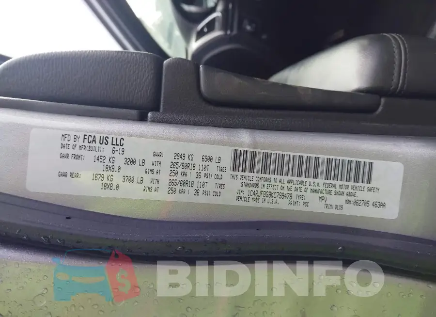 1C4RJFBG8KC799478 Photo# 9