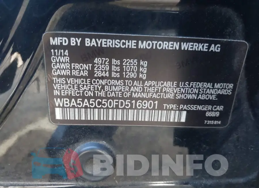 WBA5A5C50FD516901 Photo# 9
