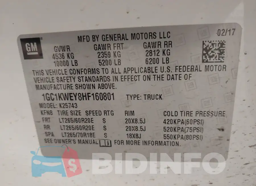 1GC1KWEY8HF160801 Photo# 9