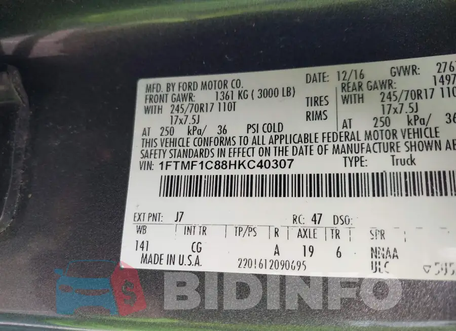 1FTMF1C88HKC40307 Photo# 9