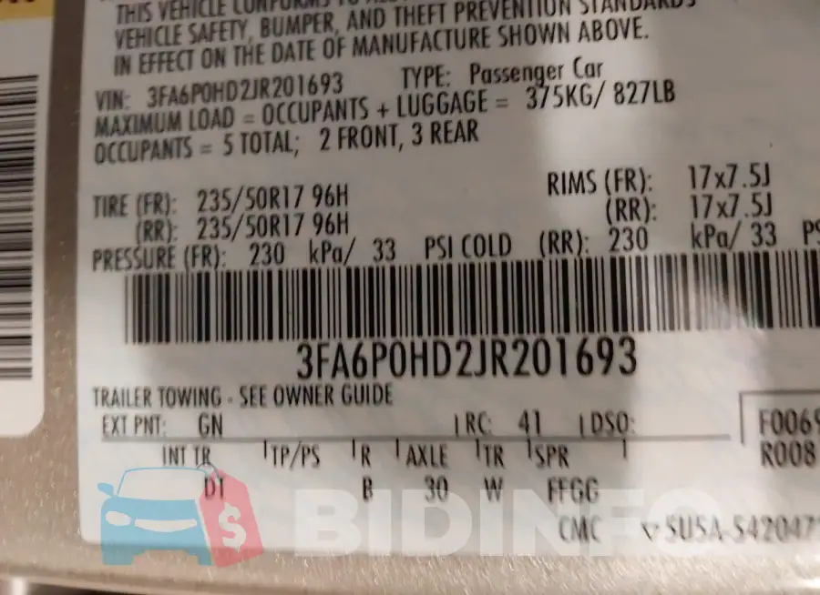 3FA6P0HD2JR201693 Photo# 9