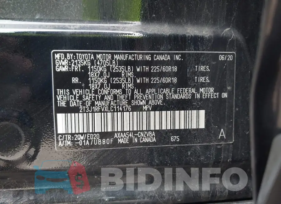 2T3J1RFVXLC114176 Photo# 9
