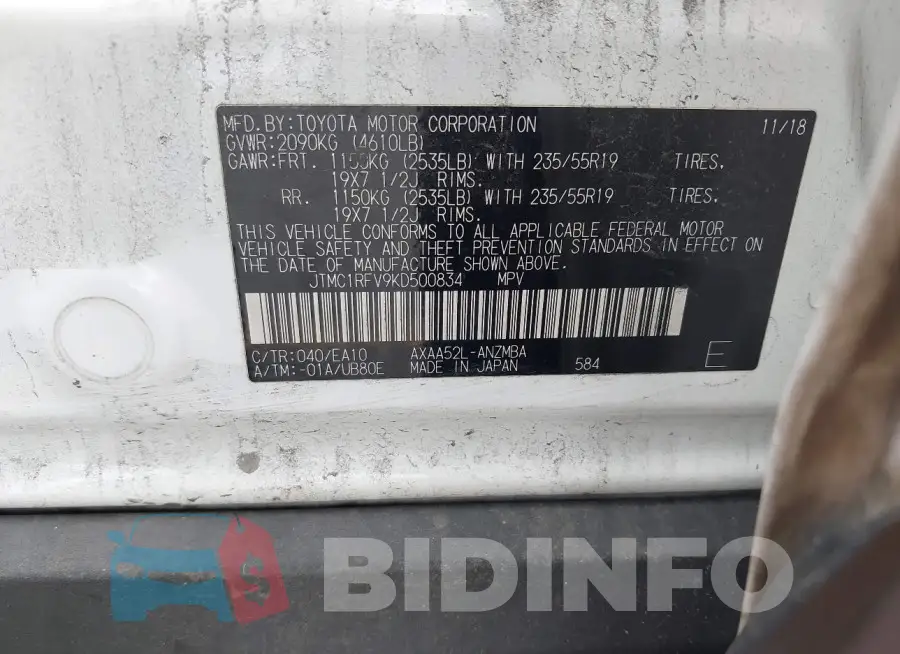 JTMC1RFV9KD500834 Photo# 9