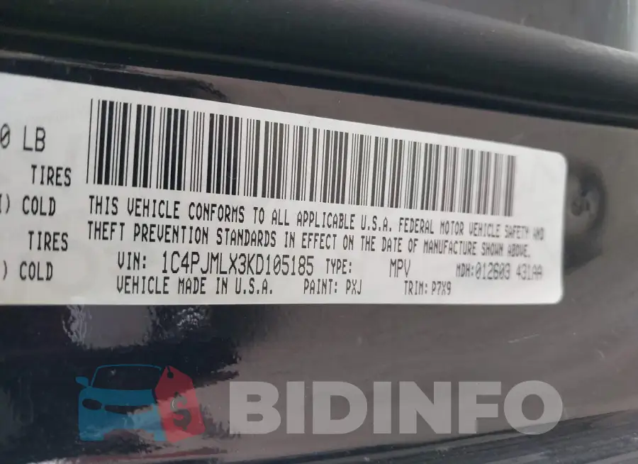 1C4PJMLX3KD105185 Photo# 9