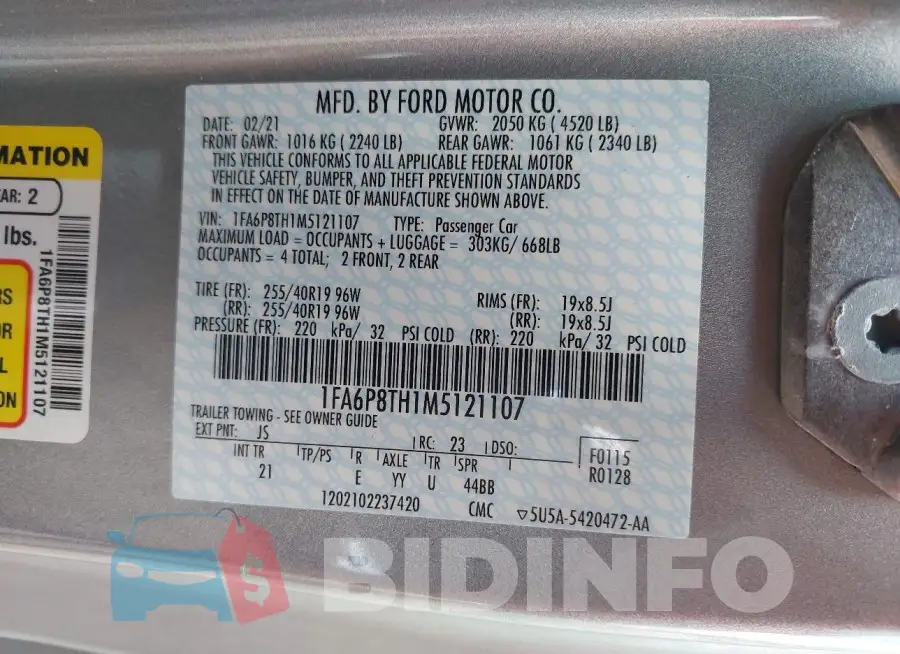 1FA6P8TH1M5121107 Photo# 9