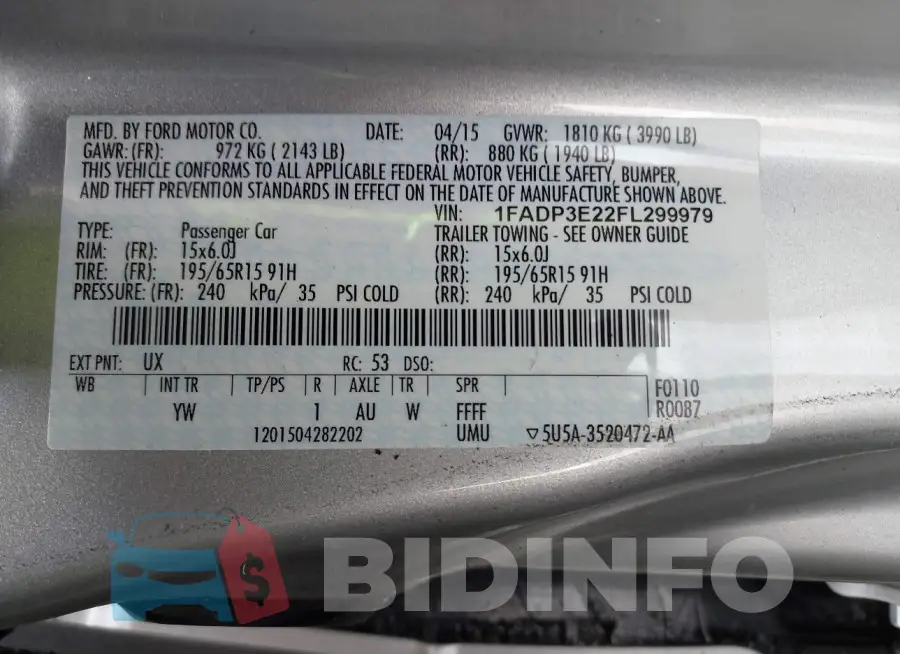 1FADP3E22FL299979 Photo# 9