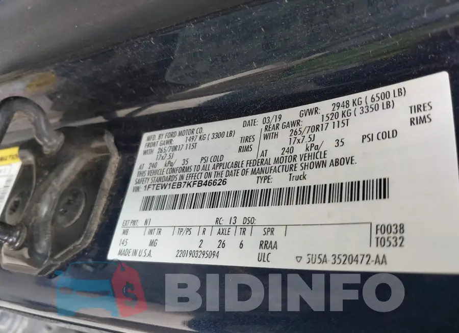 1FTEW1EB7KFB46626 Photo# 9