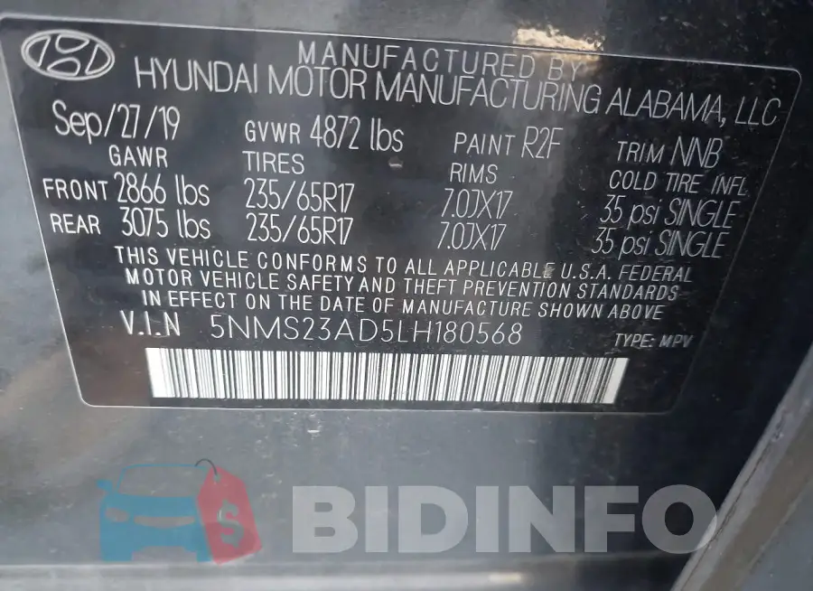 5NMS23AD5LH180568 Photo# 9