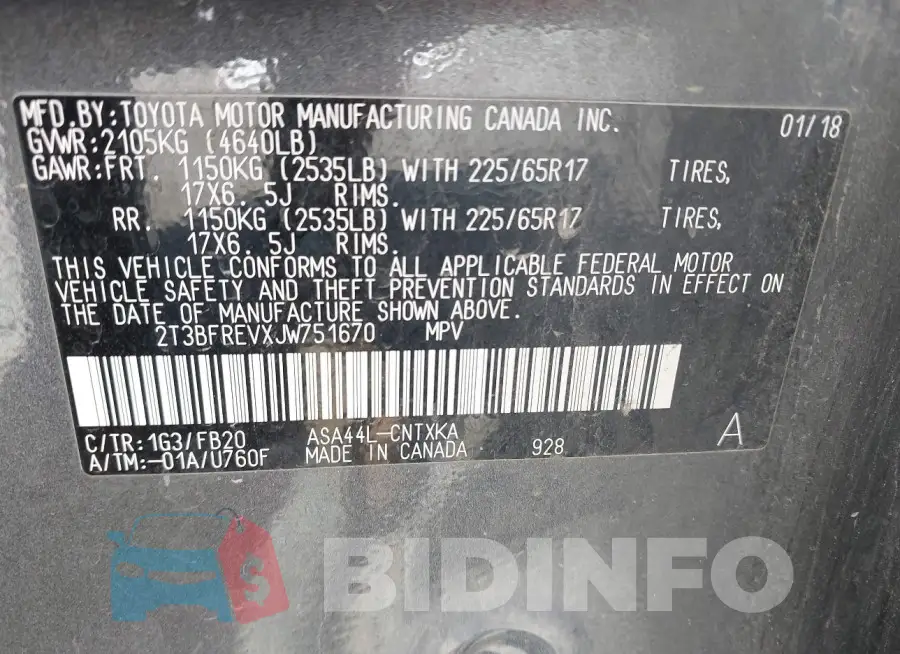 2T3BFREVXJW751670 Photo# 9