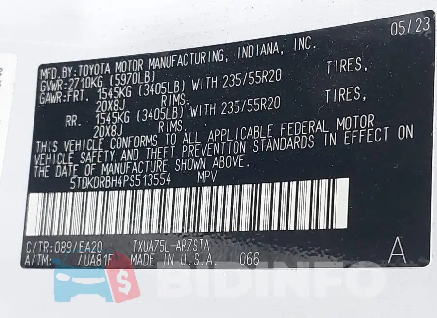 5TDKDRBH4PS513554 Photo# 9