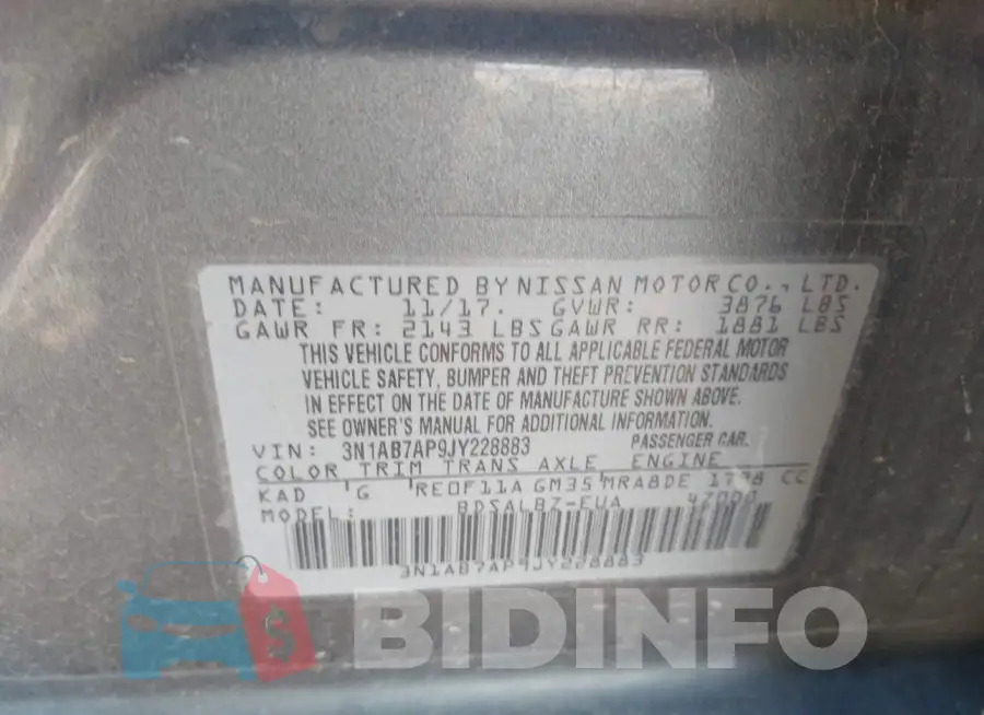 3N1AB7AP9JY228883 Photo# 9