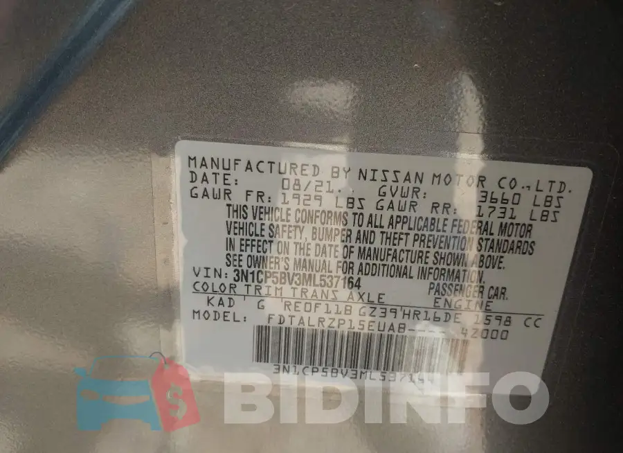 3N1CP5BV3ML537164 Photo# 9