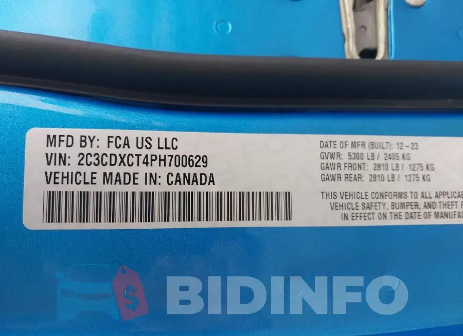2C3CDXCT4PH700629 Photo# 9