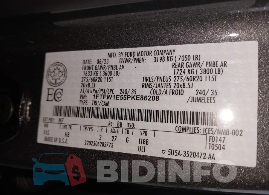 1FTFW1E55PKE86208 Photo# 9