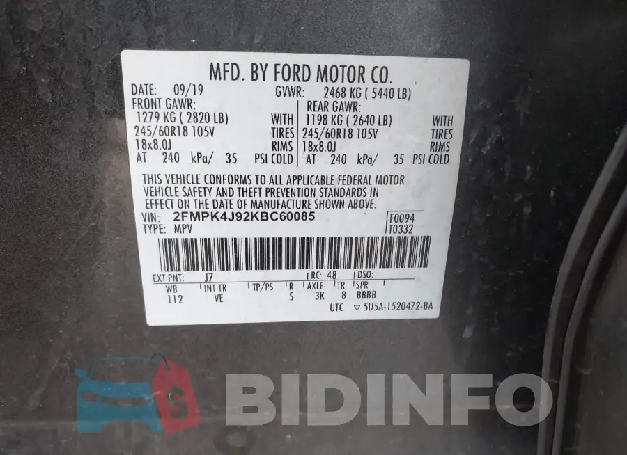 2FMPK4J92KBC60085 Photo# 9