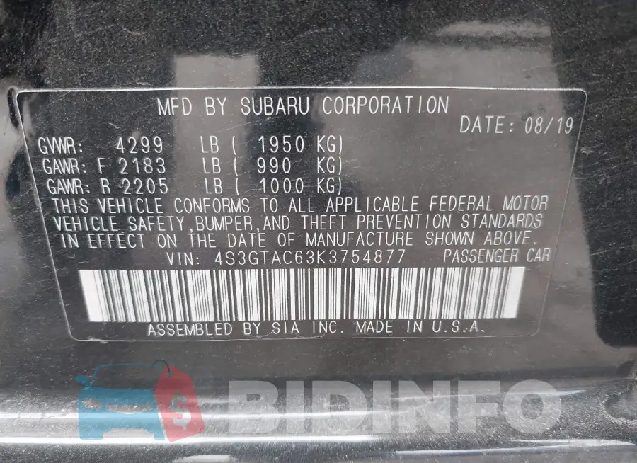 4S3GTAC63K3754877 Photo# 9