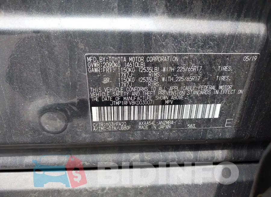JTMP1RFV8KD030071 Photo# 9