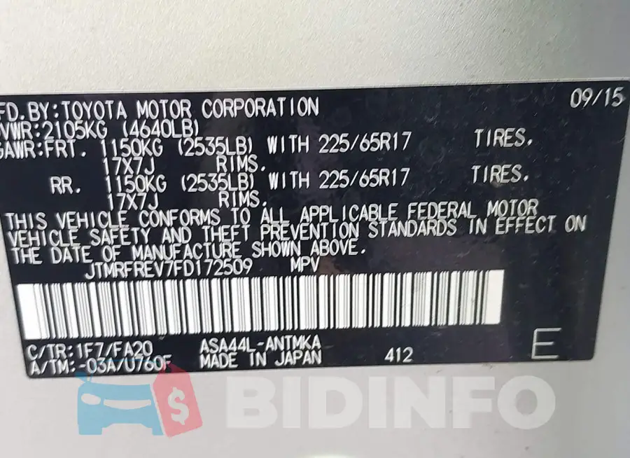 JTMRFREV7FD172509 Photo# 9
