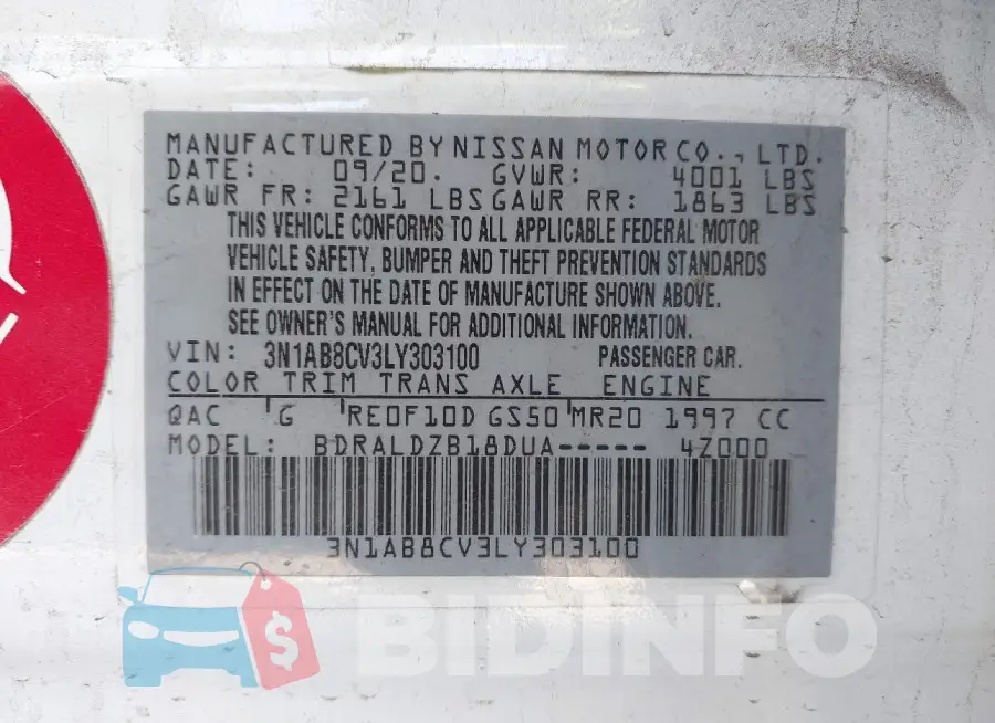 3N1AB8CV3LY303100 Photo# 9