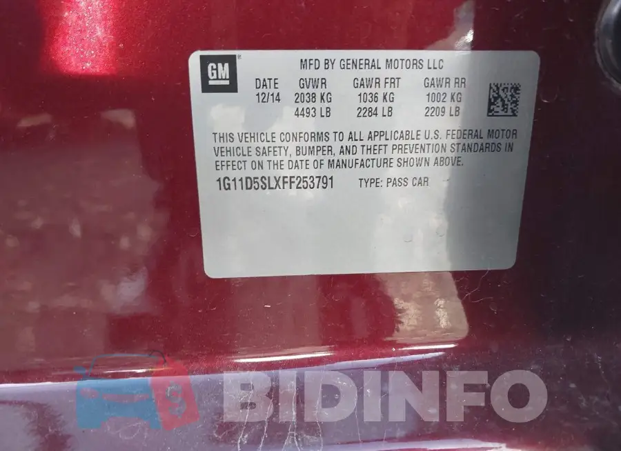 1G11D5SLXFF253791 Photo# 9