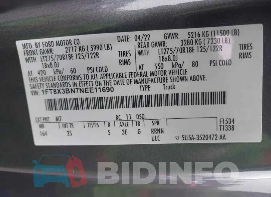 1FT8X3BN7NEE11690 Photo# 9