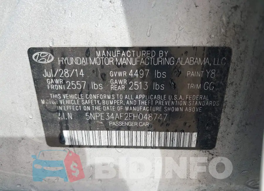 5NPE34AF2FH048747 Photo# 9