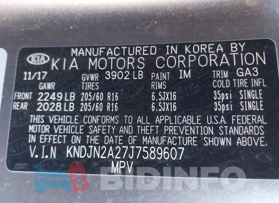 KNDJN2A27J7589607 Photo# 9