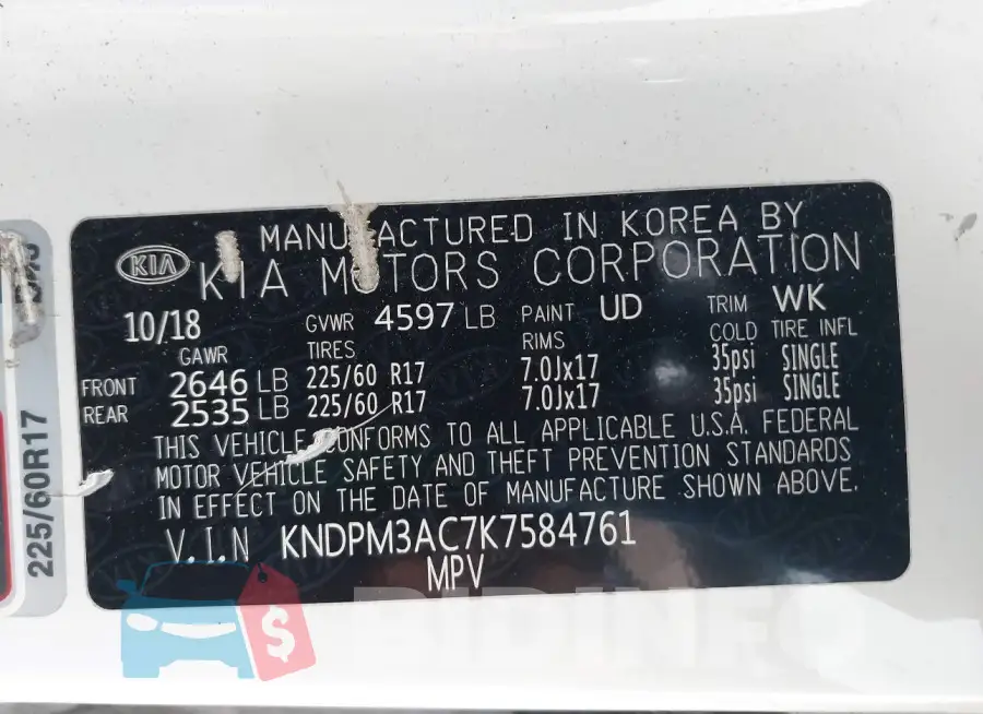 KNDPM3AC7K7584761 Photo# 9