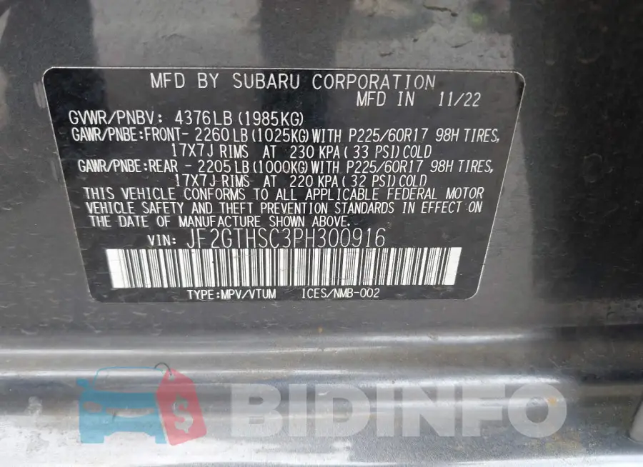 JF2GTHSC3PH300916 Photo# 9