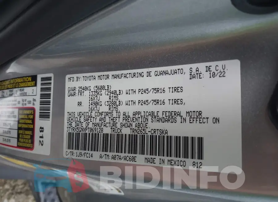 3TYRX5GNXPT069128 Photo# 9