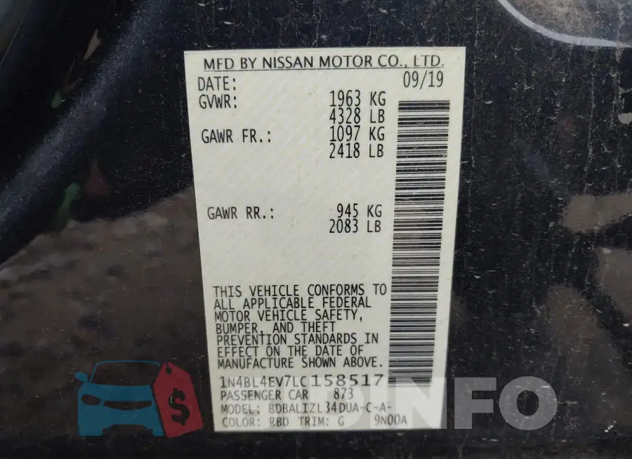 1N4BL4EV7LC158517 Photo# 9