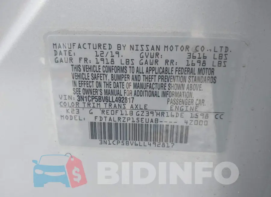 3N1CP5BV6LL492817 Photo# 9