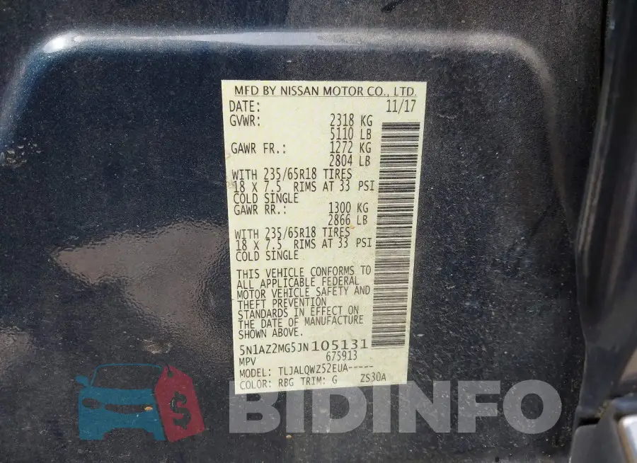 5N1AZ2MG5JN105131 Photo# 9