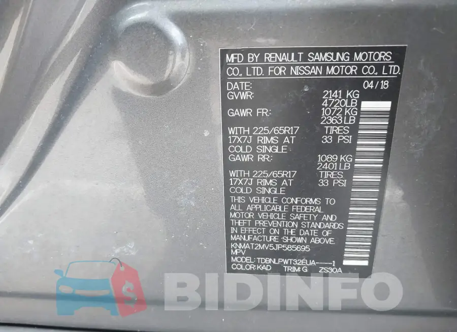 KNMAT2MV5JP585695 Photo# 9