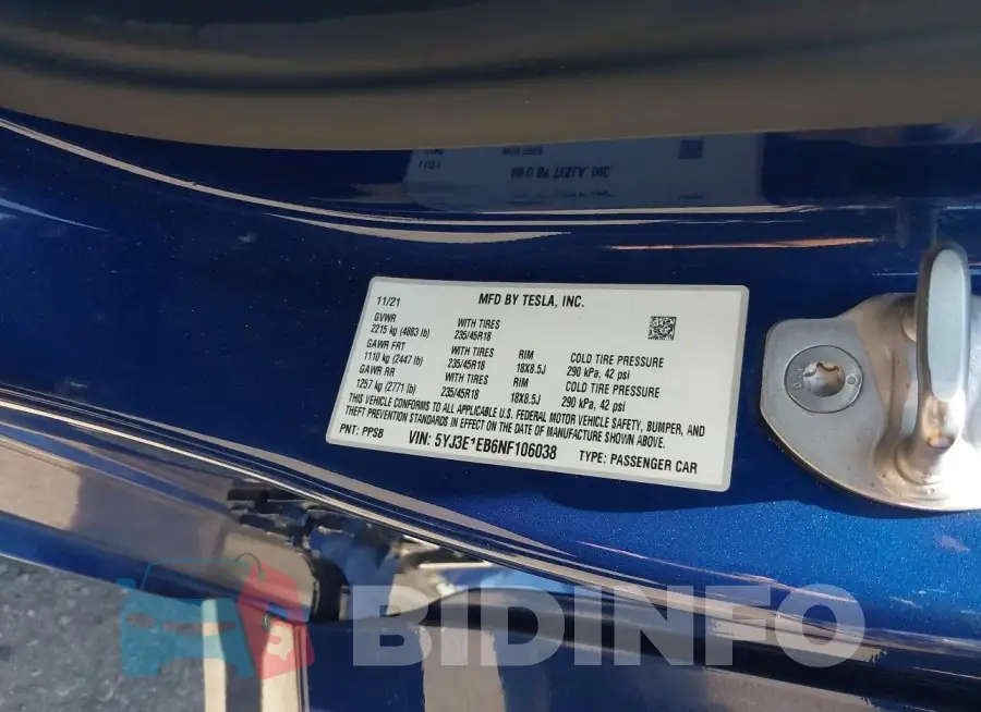 5YJ3E1EB6NF106038 Photo# 9