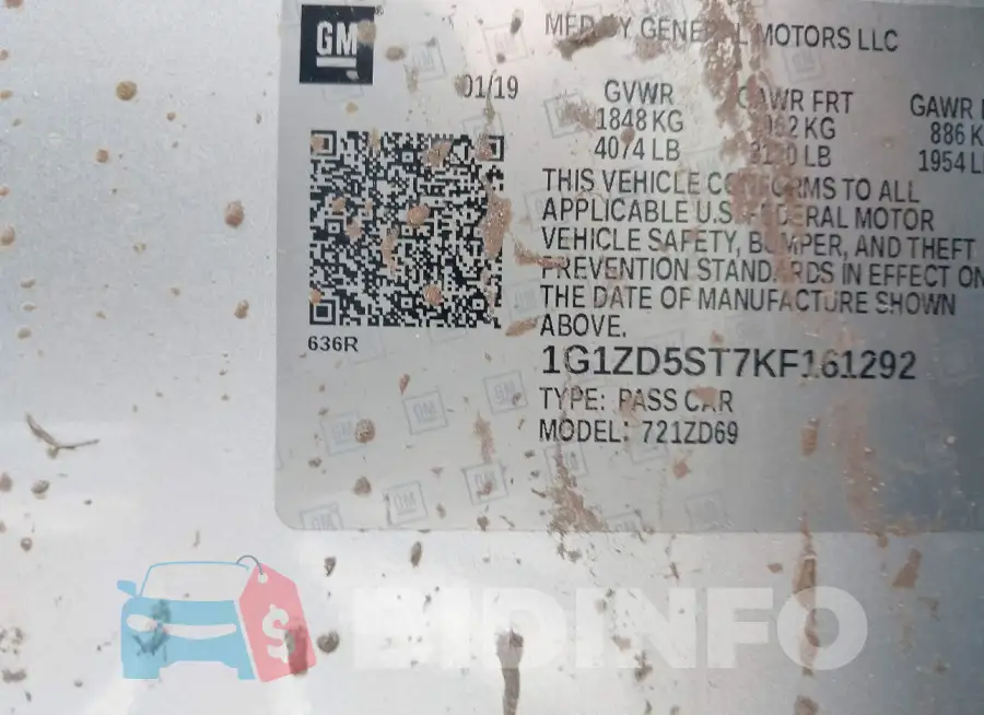 1G1ZD5ST7KF161292 Photo# 9