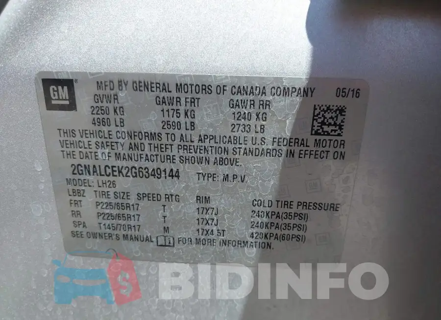 2GNALCEK2G6349144 Photo# 9