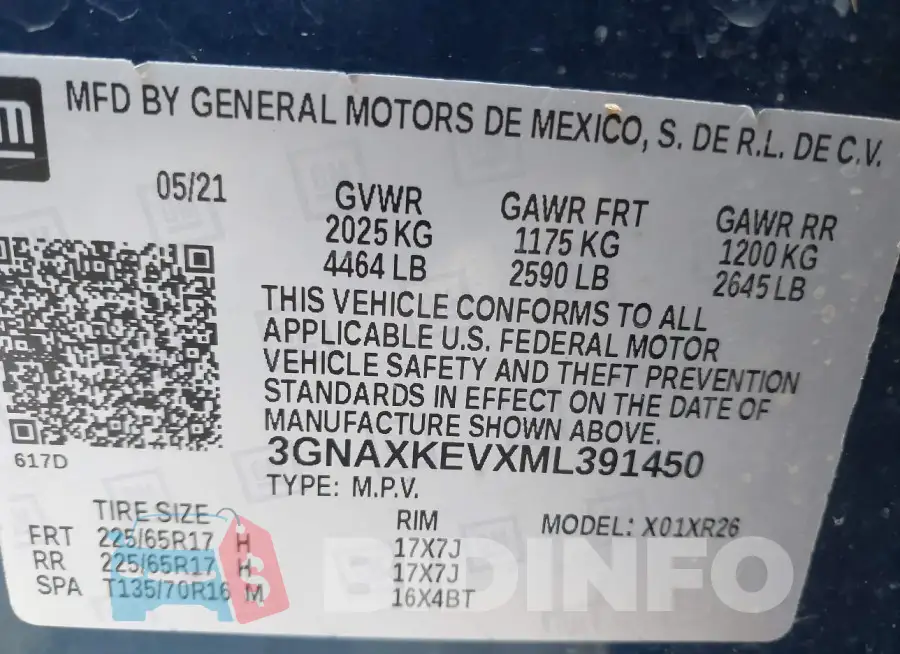 3GNAXKEVXML391450 Photo# 9