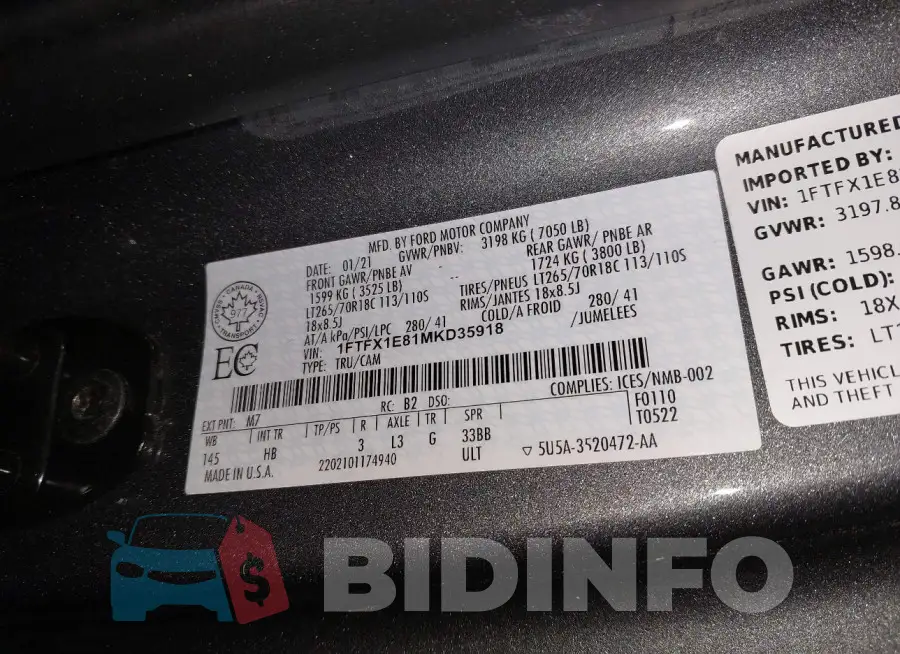 1FTFX1E81MKD35918 Photo# 9