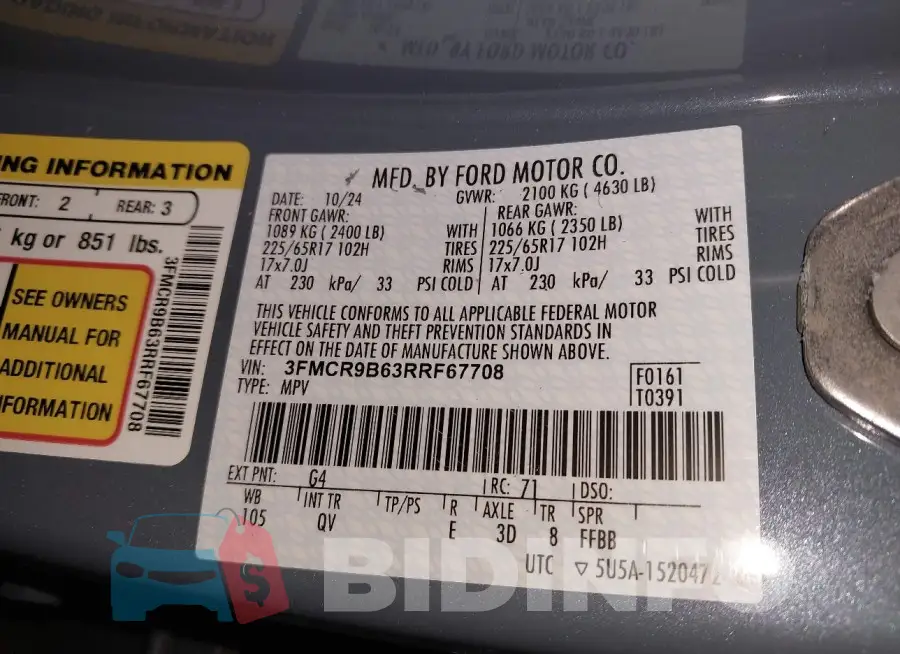 3FMCR9B63RRF67708 Photo# 9