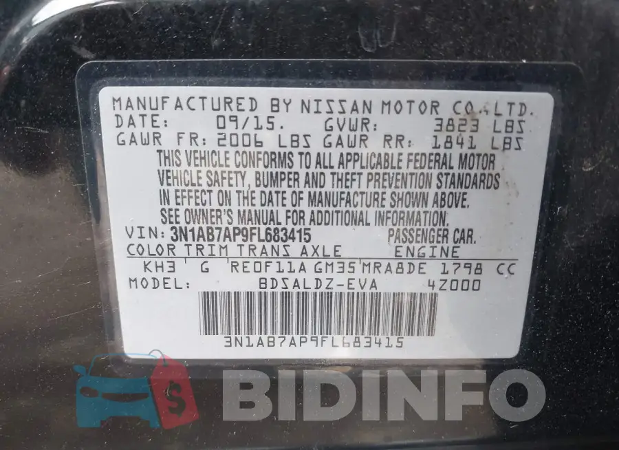 3N1AB7AP9FL683415 Photo# 9